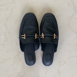 Clarks Black Leather Loafers/Mules